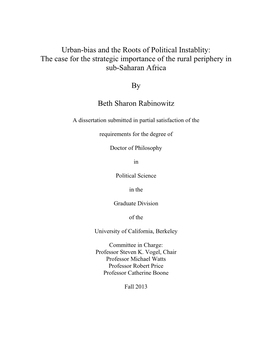 Urban-Bias and the Roots of Political Instability