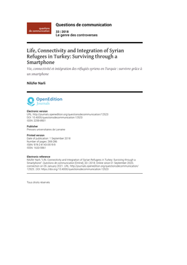 Life, Connectivity and Integration of Syrian