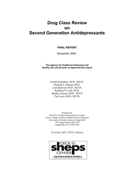 Drug Class Review on Second Generation Antidepressants