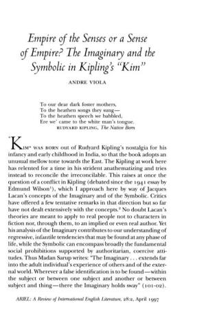 The Imaginary and the Symbolic in Kiplings "Kim"