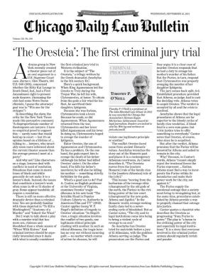 The Oresteia’: the First Criminal Jury Trial