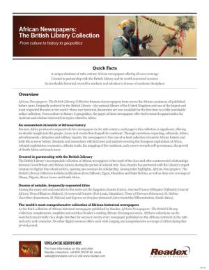 African Newspapers: the British Library Collection from Culture to History to Geopolitics