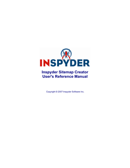 Inspyder Sitemap Creator User's Reference Manual
