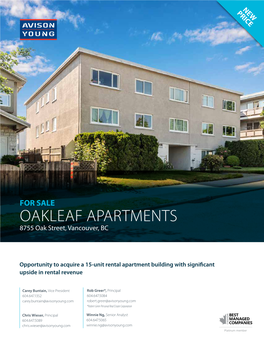 OAKLEAF APARTMENTS 8755 Oak Street, Vancouver, BC