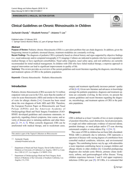 Clinical Guidelines on Chronic Rhinosinusitis in Children