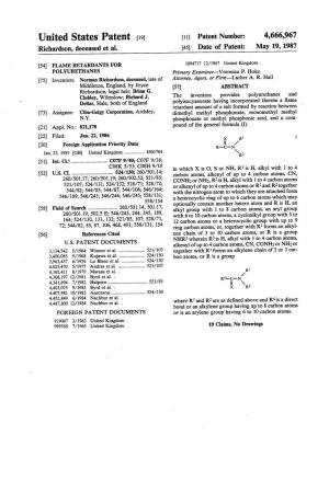 United States Patent (19) 11 Patent Number: 4,666,967 Richardson, Deceased Et Al
