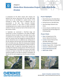 Elwha River Restoration Project – Lake Mills Delta Erosion