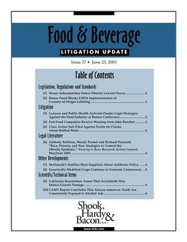 Food & Beverage Litigation Update