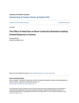 The Effect of Head Size on Bone Conduction Brainstem Auditory Evoked Response in Canines