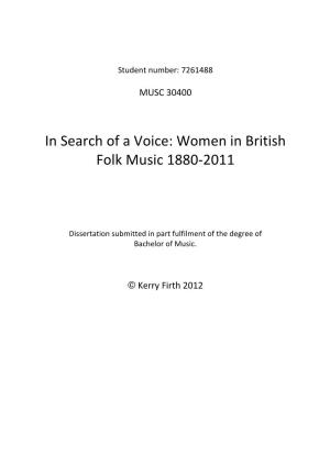 Women in British Folk Music 1880‐2011