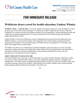 Wellebrate Draws Crowd for Health Education, Lindsay Whalen