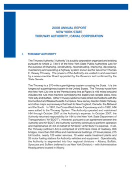 2008 Annual Report New York State Thruway Authority /Canal Corporation
