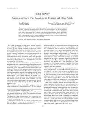Monitoring One's Own Forgetting in Younger and Older Adults