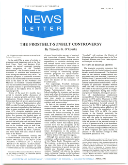 THE FROSTBELT-SUNBELT CONTROVERSY by Timothy G
