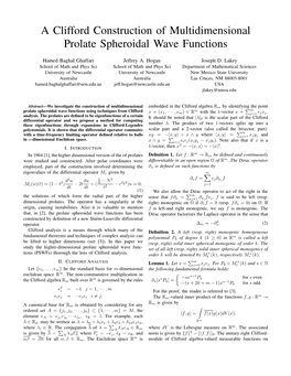A Clifford Construction of Multidimensional Prolate Spheroidal Wave Functions