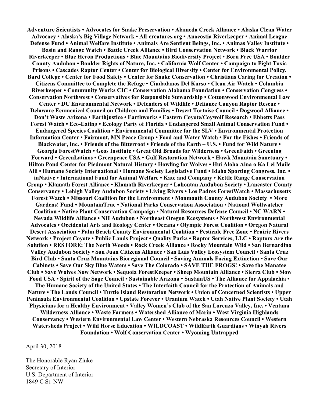 Opposition to the Proposed Rule to Withdraw the Blanket 4(D) Rule for All Threatened Species Protected by the Endangered Species Act