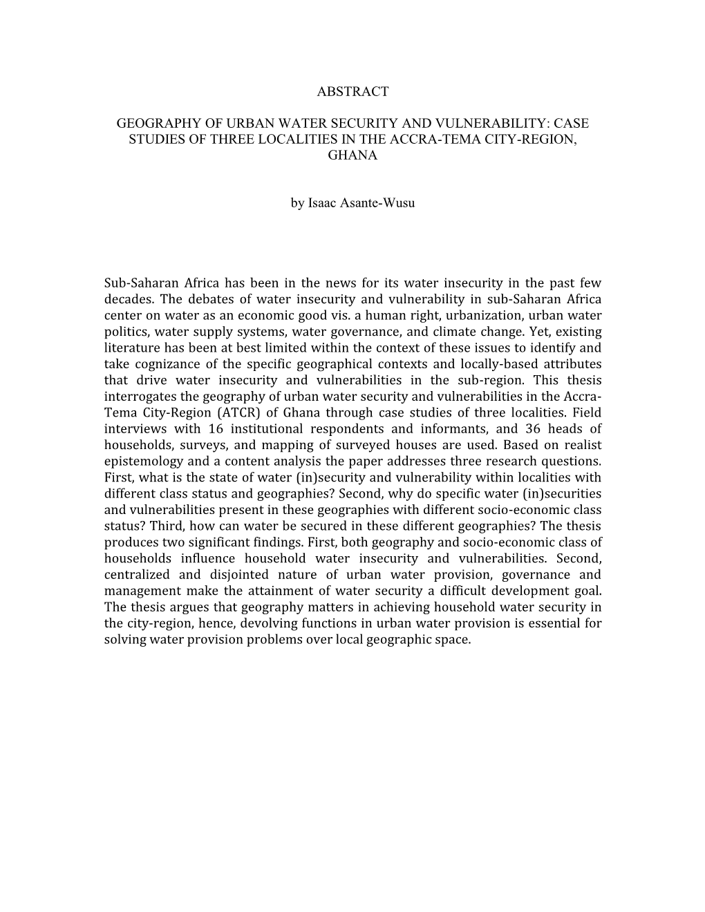 Case Studies of Three Localities in the Accra-Tema City-Region, Ghana