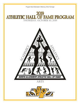 2019 Athletic Hall of Fame Program Thursday, October 10, 2019