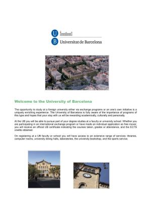 Welcome to the University of Barcelona