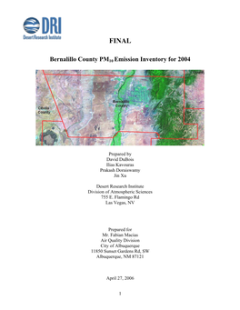 Bernalillo County PM10 Emission Inventory for 2004