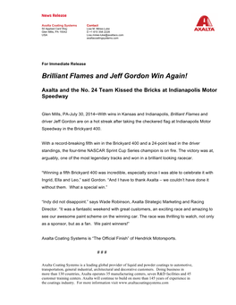 Brilliant Flames and Jeff Gordon Win Again!