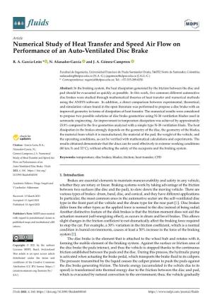 Numerical Study of Heat Transfer and Speed Air Flow on Performance of an Auto-Ventilated Disc Brake