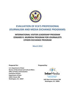 Evaluation of Eca's Professional Journalism and Media Exchange Programs