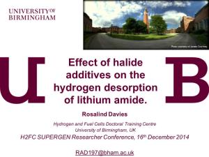 Effect of Halide Additives on the Hydrogen Desorption of Lithium Amide. Rosalind Davies