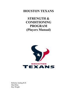 Houston Texans Strength & Conditioning Program