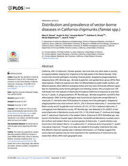 Distribution and Prevalence of Vector-Borne Diseases in California Chipmunks (Tamias Spp.)