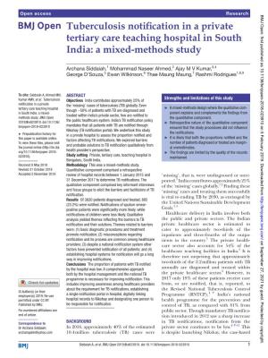 Tuberculosis Notification in a Private Tertiary Care Teaching Hospital in South India: a Mixed-Methods Study