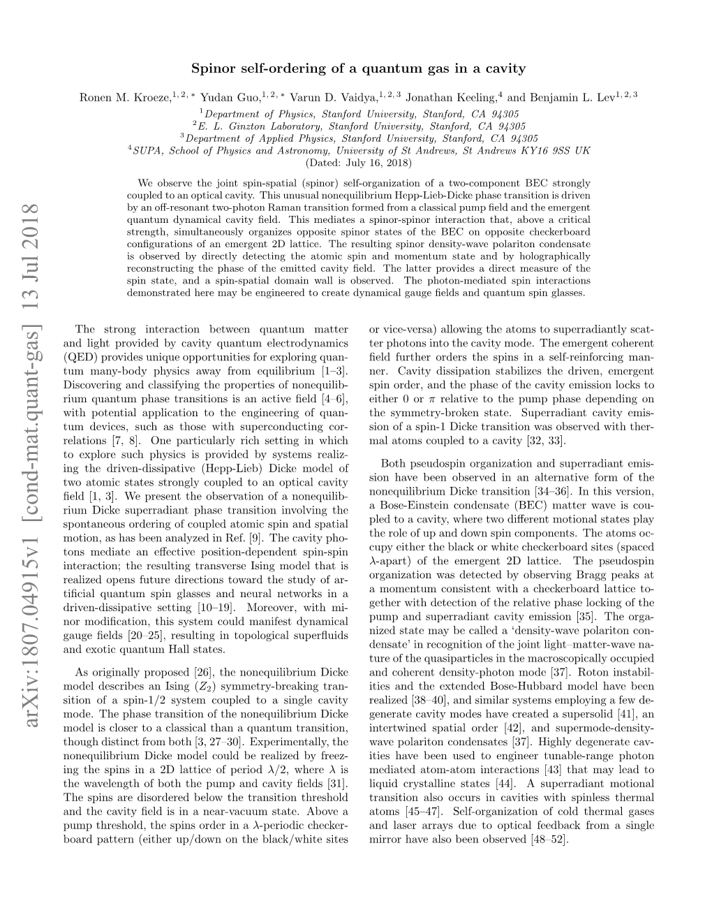 Arxiv:1807.04915V1 [Cond-Mat.Quant-Gas] 13 Jul 2018