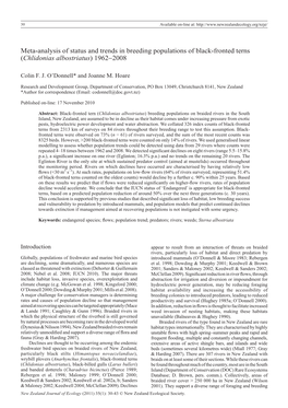 Meta-Analysis of Status and Trends in Breeding Populations of Black-Fronted Terns (Chlidonias Albostriatus) 1962-2008