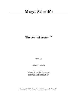 Aethalometer(TM) Operations Manual