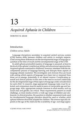 Acquired Aphasia in Children