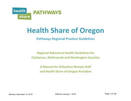Health Share Pathways Regional Practice Guidelines