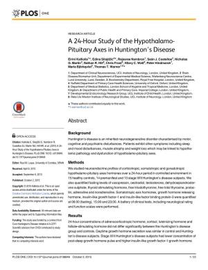 A 24-Hour Study of the Hypothalamo-Pituitary Axes In