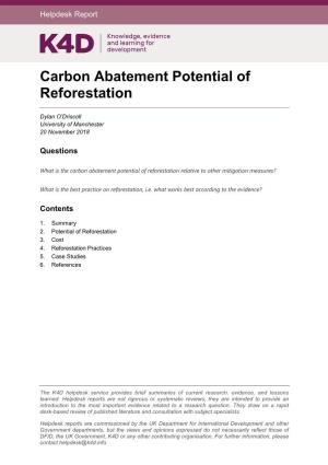 Carbon Abatement Potential of Reforestation