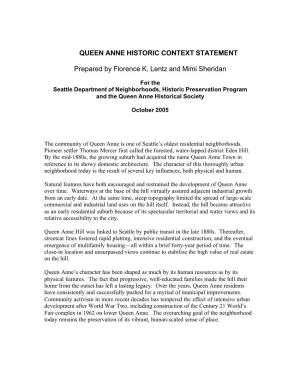 Queen Anne Historic Context Statement