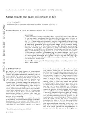 Giant Comets and Mass Extinctions of Life