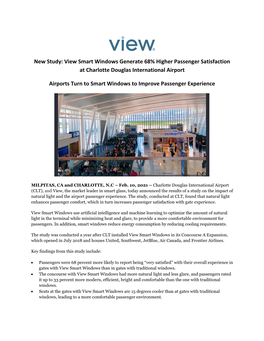 View Smart Windows Generate 68% Higher Passenger Satisfaction at Charlotte Douglas International Airport