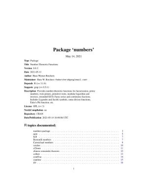 Package 'Numbers'