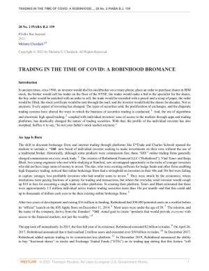 Trading in the Time of Covid: a Robinhood Bromance