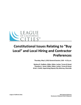 And Local Hiring and Contractor Preferences
