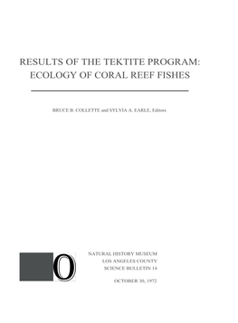 Ecology of Coral Reef Fishes