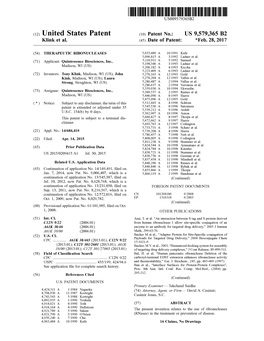 (12) United States Patent (10) Patent No.: US 9,579,365 B2 Klink Et Al