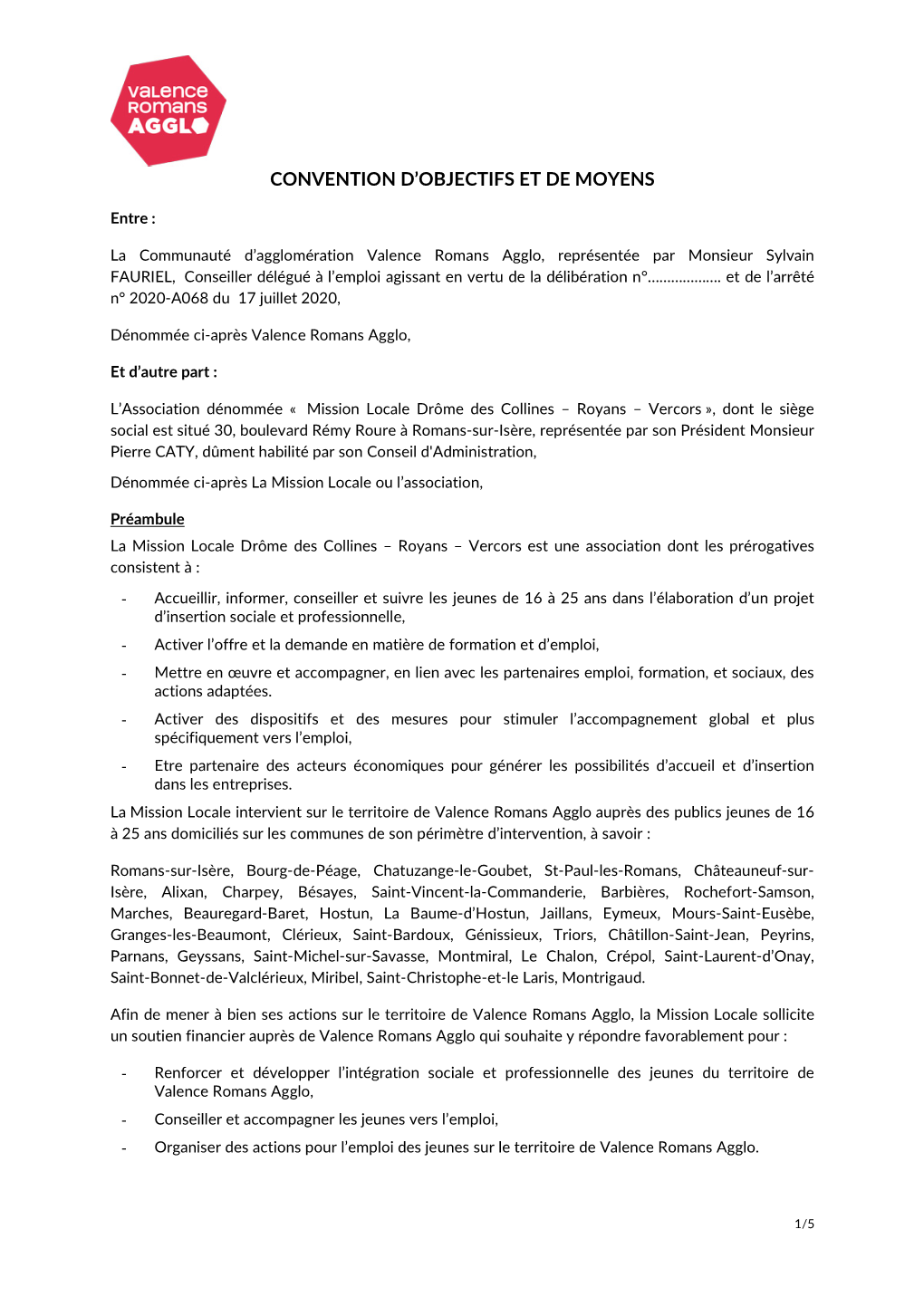 Convention D'objectifs Et De Moyens