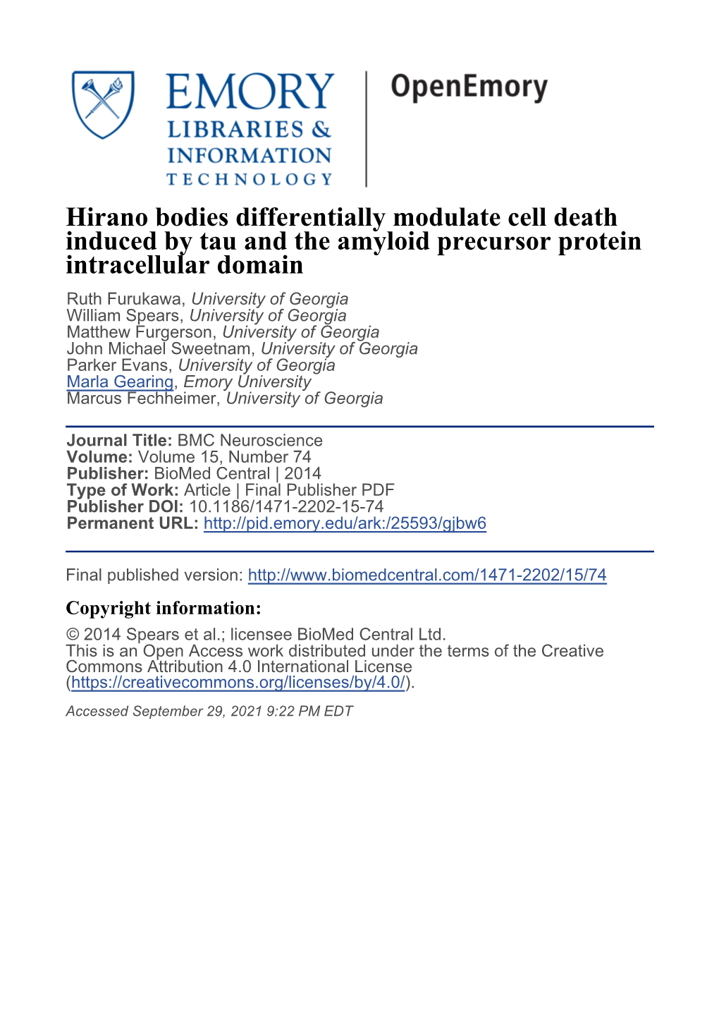 Hirano Bodies Differentially Modulate Cell Death