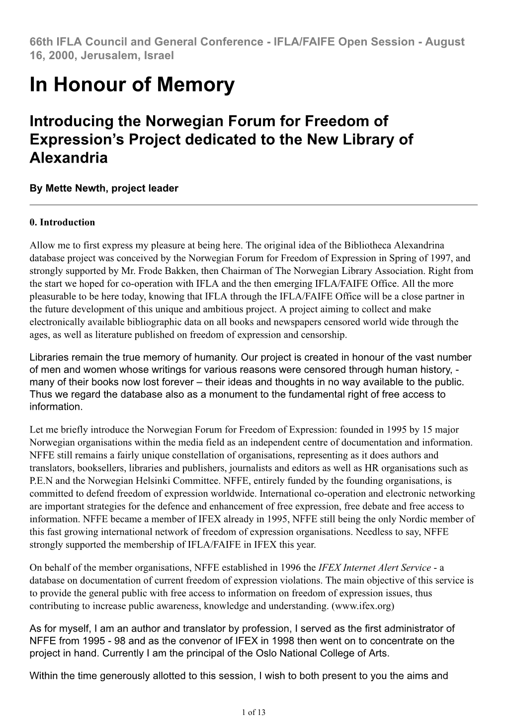 Introducing the Norwegian Forum for Freedom of Expression's