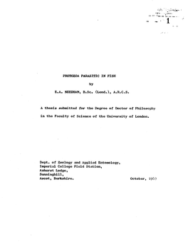 PROTOZOA PARASITIC in FISH by E.A. NEEDHAM, B